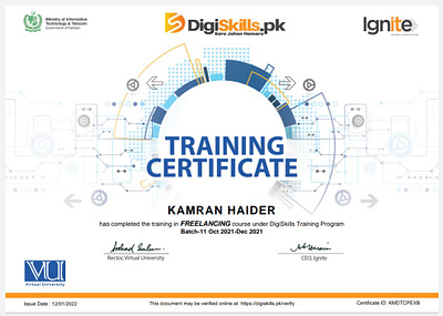 My Official Certifications certificate digiskills freelancing