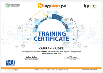 My Training Certification certificate digiskills freelancing