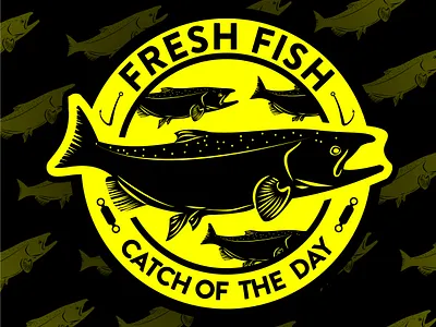 Fish Market Logo Concept art artwork branding design drawing graphic design illustration logo vector