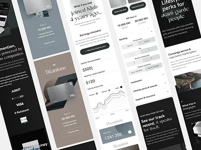 Klub - Website banking branding cards club dark form k levels mobile prices shape table uxui website