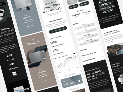 Klub - Website banking branding cards club dark form k levels mobile prices shape table uxui website