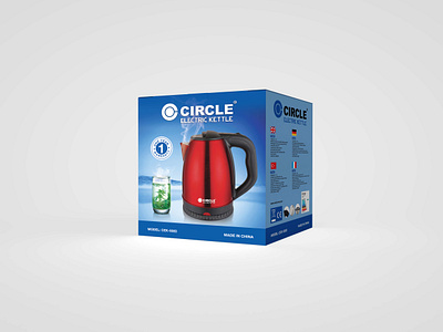 Circle Electric Kettle Box Design. graphic design