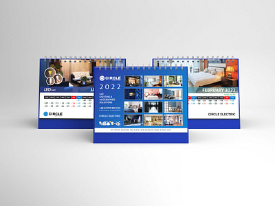 Circle Electric Desk Calendar 2022 graphic design