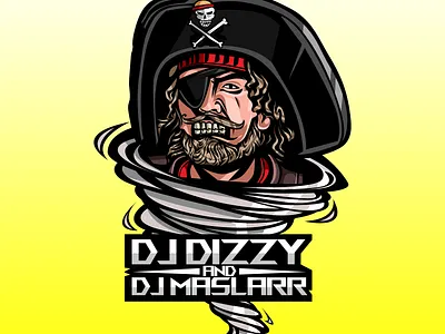 Logo Combination 2d cartoon colaboration combination design discord dj esport graphicdesign illustration livestreaming logo logos pirates streamers streaming tornado twitch twitchlogo twitchlogos