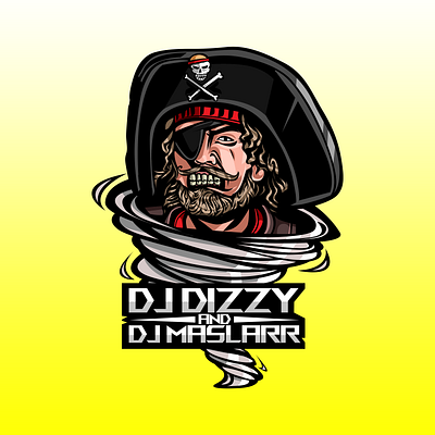 Logo Combination 2d cartoon colaboration combination design discord dj esport graphicdesign illustration livestreaming logo logos pirates streamers streaming tornado twitch twitchlogo twitchlogos