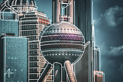 The Pearl Shanghai With Illustrated Lines art artwork design drawing graphic design illustration vector