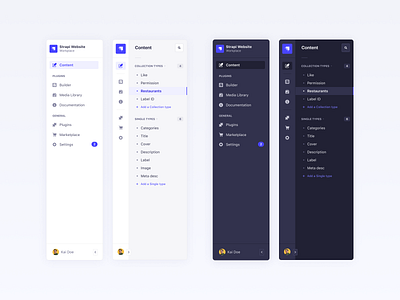 Strapi Navigations accessibility barr cms components dark design design system headless light mode nav navigation product product design strapi strapiv4 system ui ux