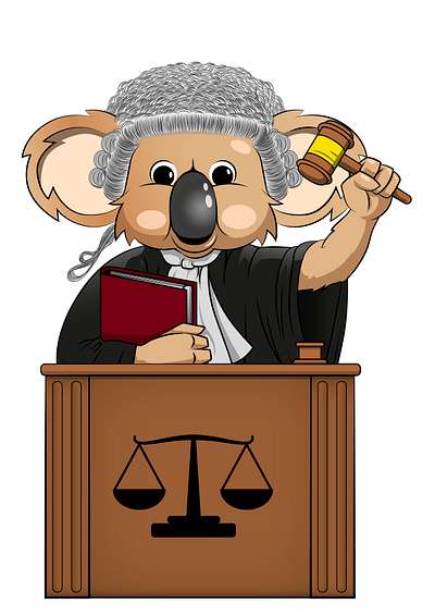 Judge koala cartoon comic illustration insurance judge koala vector