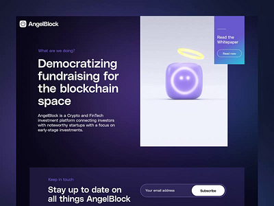 AngelBlock: Intro 3d 3d motion angelblock blockchain brand crypto defi eth ethereum fundraising header motion properly ui web web3