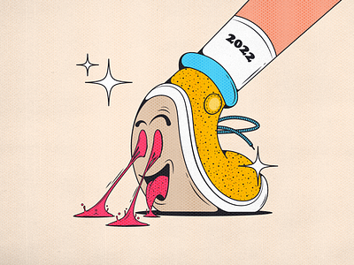 Stepping into 2022 2022 chewinggum gum illustration illustrator lockdown mood shoe