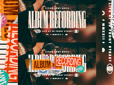 Album Recording 💽 album art branding collage event live music music stickers typography worship