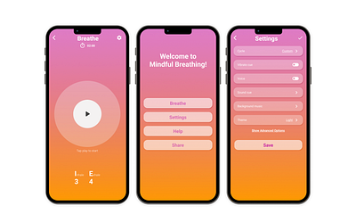 Mindful Breathing! app branding design graphic design illustration typography ux vector