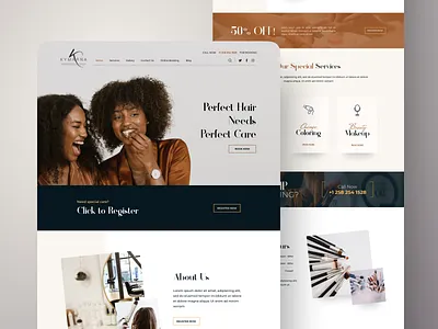 Beauty Salon Landing Page Design beautician beauty salon booking site home page home page ui design joomla landing page landing page design landing ui portfolio site design product page ui salon ui uiux ux web page web ui web ui design website ui wordpress