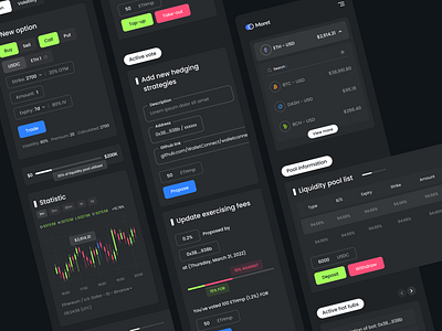 Crypto trading dashboard: app design (Dark mode) app clean component components crypto dark mode dashboard interface minimal trading ui design ux design