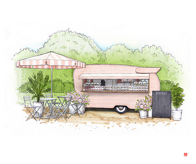 Commissioned Food Truck illustration copic sketch food truck food truck illustration foodtruck hand rendering illustration