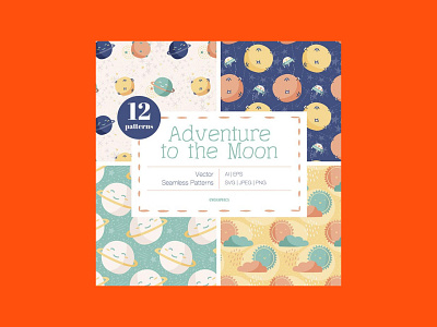 Adventure to the Moon Vector Patterns moon patterns vector