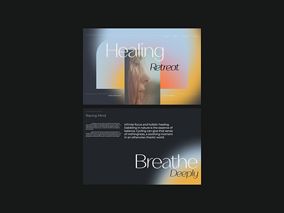 Healing Retreat Design Exploration 03 aesthetic blur concept delicate experimental exploration feminine figma gradient graphic design healing minimalist modern typography ui ui design visual design web web design website