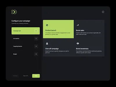 Campaign Wizard UI Concept for Rocketfuel app campaign wizard clean dark dashboard flat interface ui web design webapp website wizard
