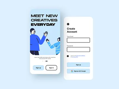 Mobile signup page app design illustration minimal ui vector