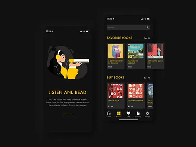 AudioBook animation design figma illustration mobile app principle ui ux vector web