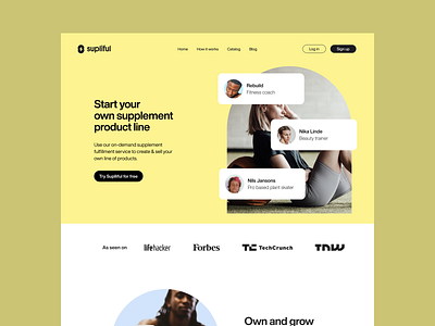 Supliful landing page clean fitness landing page nutrition on demand