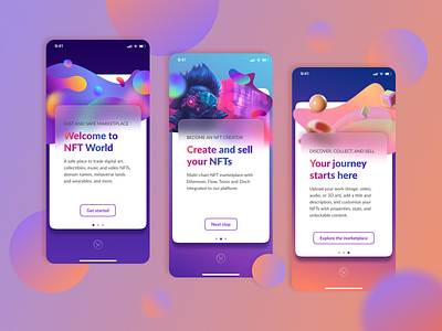 NFT App for IOS / Onboarding Screen app claymorphism design glassmorphism gradient graphic design ios mobile design nft shape ui ux web design