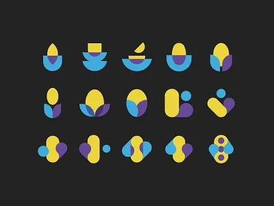 Logo drafts - abstract pods & nuts & seeds abstract symbols branding creative process design exploration icosaedru logo logo design logo drafts logotype nuts pods seeds vector visual identity