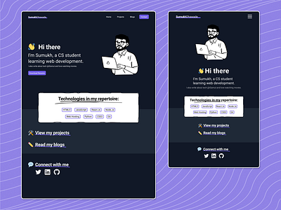 CS Student Portfolio Web Design dark figma illustration portfolio responsive ui web design
