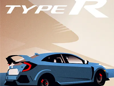 Honda Civic Type R automotive car design geometric illustration illustrator minimal retro simple vector