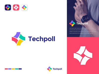 Techpoll logo concept (unused for sale) abstract logo app logo brand identity branding design ecommerce gadgets geometric identity logo logosohel modern modern logo smartwatch startup tech technology