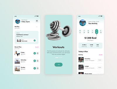 Fitness app design figma fitness health lifestyle mobile app typography ui uiux web design