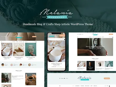 Melania | Handmade Blog & Crafts Shop Artistic WordPress Theme blog design illustration logo web design webdesign wordpress wordpress design wordpress theme wordpress themes