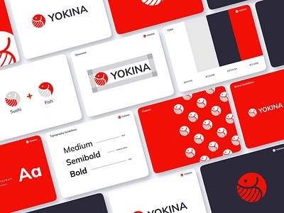 Yokina - Japanese Food Logo & Brand Guidelines brand identity branding delicious design food graphic design icon identity illustration japan japanese food logo restaurant restaurant logo sashimi sushi sushi bar sushi roll