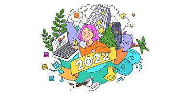 Plans 2022 2d character flat girl illustration monster ui