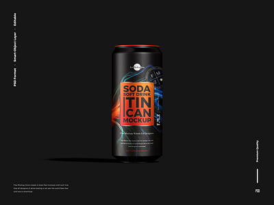 Free Soft Drink Can Mockup tin can mockup