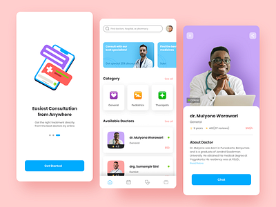 Telemedicine App app consultation design doctor health healthcare hospital illustration medical mobile app online telemedicine ui uid user interface