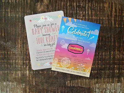 Birthday Invitations colorful design flowers illustration invitation pearlescent