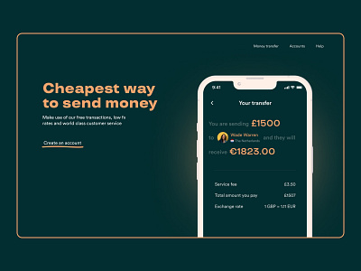 Money transfer - App & Web app app design branding design ui ui ux design ui design ux