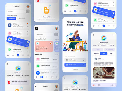 Job Finder App Design app development app ui creative app dashboard designer hiring employee hiring hire designer hiring app ios design job finding app job platform job portal mobile app mobile app design mobile design