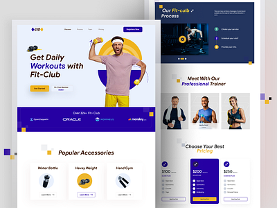 Fitness Landing Page bodybuilding crossfit fitness fitness club fitness website fitnessmodel gym health landing page lifestyle nutrition personaltrainer sport training ui design web website weightloss workout