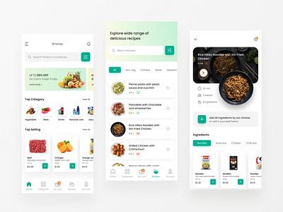 Grocery mobile app clean e commerce food foodapp grocery grren mobileapp simple ux
