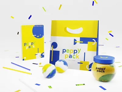 Concept: Peppy Pack 3d bath bombs blender branding color pencils concept graphic design illustration notepad packaging slime
