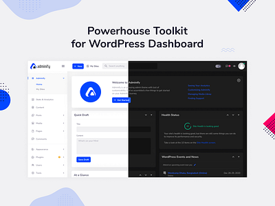 Adminify - Toolkit for WordPress Dashboard admin admin panel branding custom dashboard dark mode dashboard design figma design light mode minimal modules plugin portfolio ui ux wordpress wordpress plugin wp dashboard