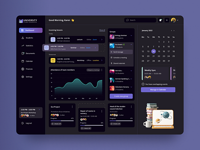 Dashboard for members of University Community dashboard design student taskmanager ui university uxui