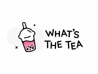 Logo Bubble Tea boba branding bubble tea coffee design drinks golden ratio identity illustration illustrator juice logo pink sparkle tea typography vector