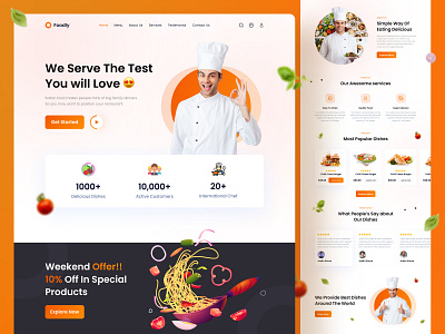 Landing Page for restaurant design eqo studio food food app header intro landing landing page saber section web