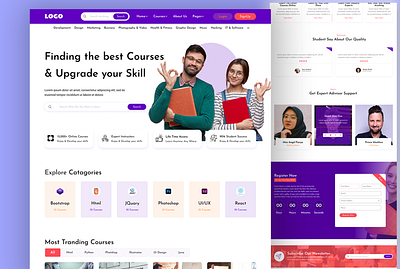 e-Learning template - LMS branding design e learning template graphic design illustration landing page landing page design lms lms template ui ux vector website website design website template