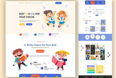 Kids School - Online Learning template 3d animation branding design e learning education graphic design landing page lms logo motion graphics ui ux vector website template