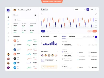Crypto Dashboard UI Concept admin admin dashboard admin interface admin panel admin theme admin ui analytics candle chart chart dashboad dashboard data finance dashboard grid view interface list view sidebar stats user dashboard web app
