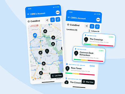 TopCommute UI card data vis design desktop ui figma list list view map map view mobile ui real estate ui web app